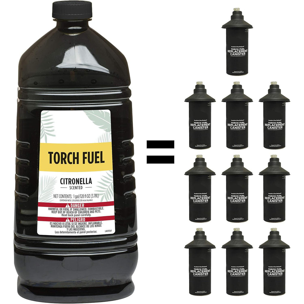 Solroma Citronella Torch Fuel - 1 Gallon (128 oz.), Easy Pour, Long-Lasting for Outdoor Torches & Table Torches, with Citronella & Lemongrass Oil, for Patio, Garden & Backyard Use