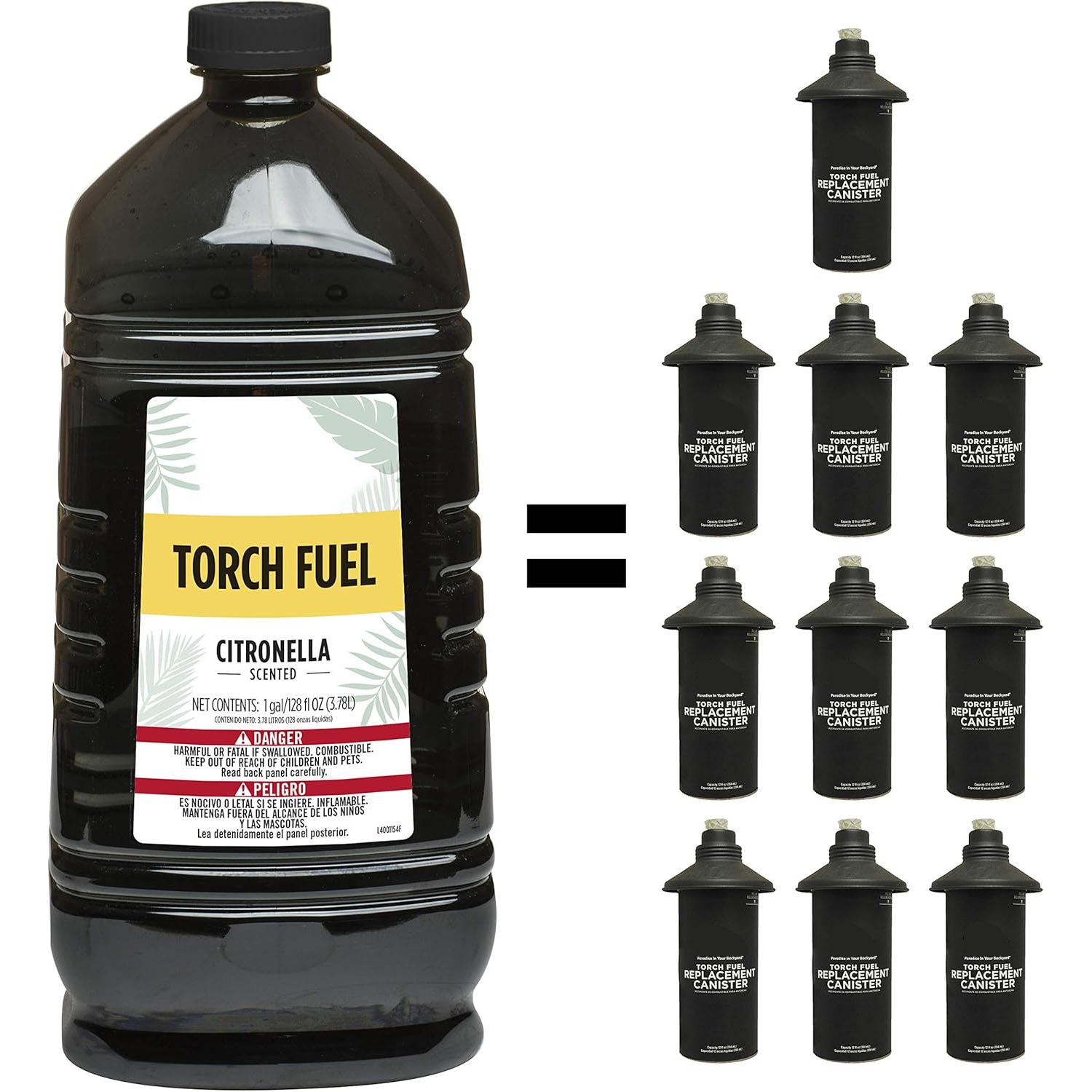 Solroma Citronella Torch Fuel - 1 Gallon (128 oz.), Easy Pour, Long-Lasting for Outdoor Torches & Table Torches, with Citronella & Lemongrass Oil, for Patio, Garden & Backyard Use