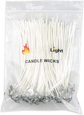Solroma 100 Piece Natural Candle Wick, Low Smoke 6" Pre-Waxed & 100% Natural Cotton Core,For Candle Making,Candle DIY