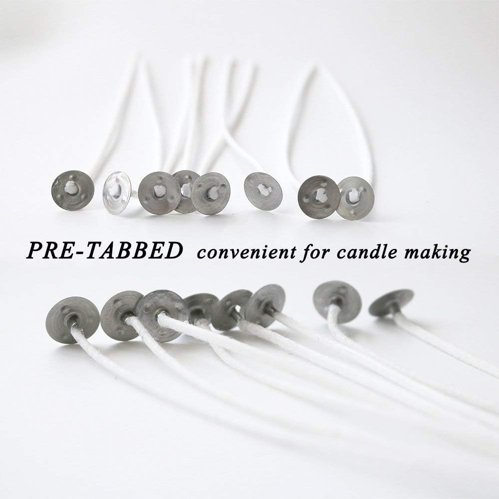 Solroma 100 Piece Natural Candle Wick, Low Smoke 6" Pre-Waxed & 100% Natural Cotton Core,For Candle Making,Candle DIY