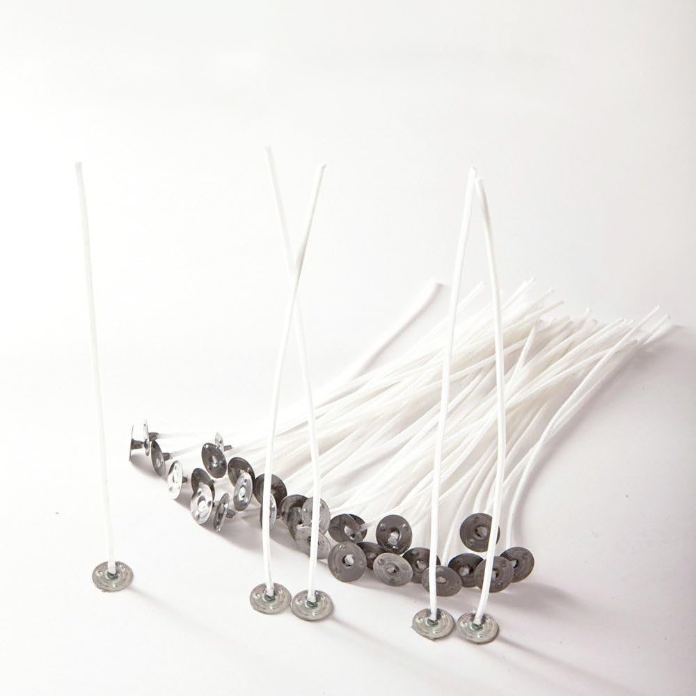 Solroma 100 Piece Natural Candle Wick, Low Smoke 6" Pre-Waxed & 100% Natural Cotton Core,For Candle Making,Candle DIY