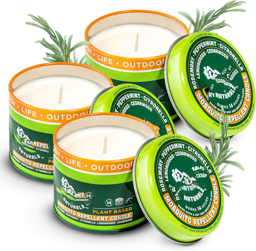 Solroma Mini Mosquito Bug Repellent Candles for Outdoor Patio, Citronella & Essential Oils, 14-Hour Burn Time Each, 3.5 oz, 3-Pack