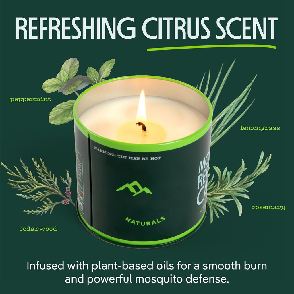 Solroma Mini Mosquito Bug Repellent Candles for Outdoor Patio, Citronella & Essential Oils, 14-Hour Burn Time Each, 3.5 oz, 3-Pack