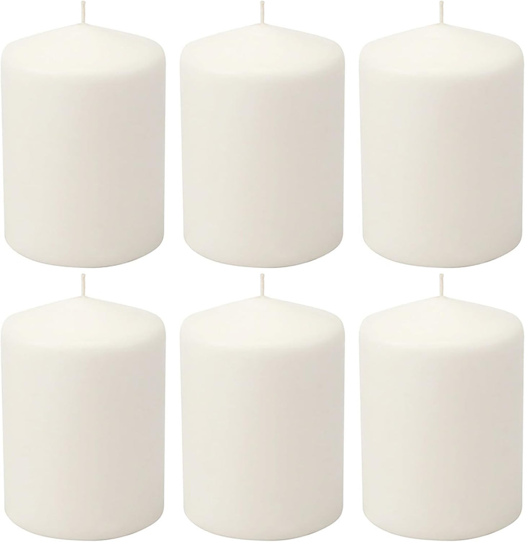 Solroma Unscented White Tall Pillar Candles, 35 Hour Burning Candle Pillars, Perfect for Decor, Weddings, Emergencies 3" X 4", 6 count