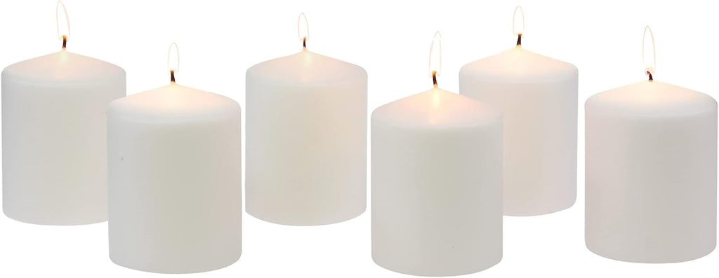Solroma Unscented White Tall Pillar Candles, 35 Hour Burning Candle Pillars, Perfect for Decor, Weddings, Emergencies 3" X 4", 6 count
