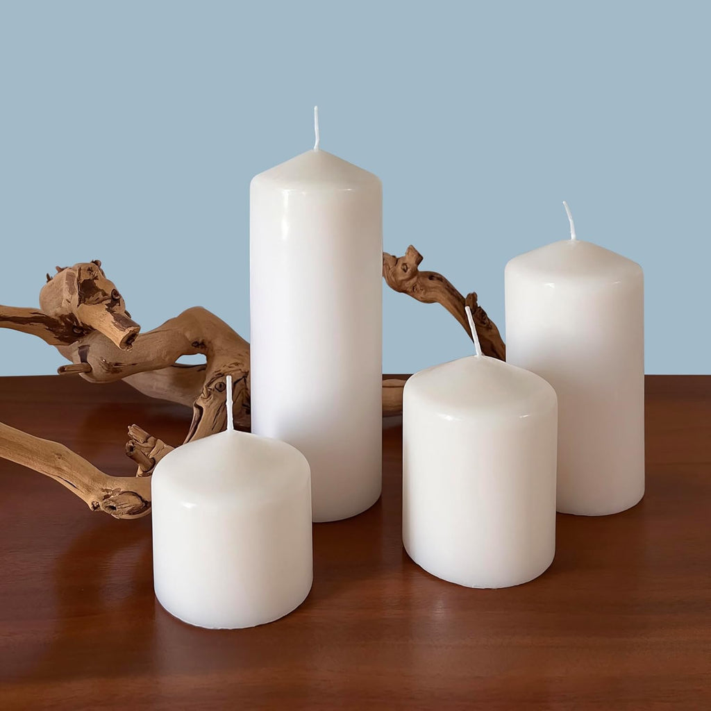Solroma Unscented White Tall Pillar Candles, 35 Hour Burning Candle Pillars, Perfect for Decor, Weddings, Emergencies 3" X 4", 6 count