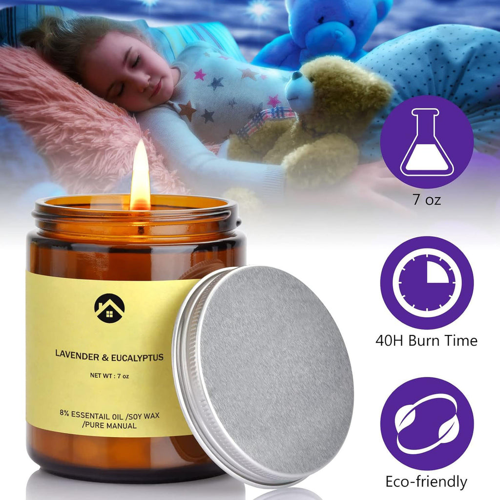 Solroma Aromatherapy Candles, Scented Candles, 7OZ Lavender Eucalyptus Candles Stress Relief and Relax for Home & Bedroom Gift for Women Birthday Christmas, Soy Wax Candle