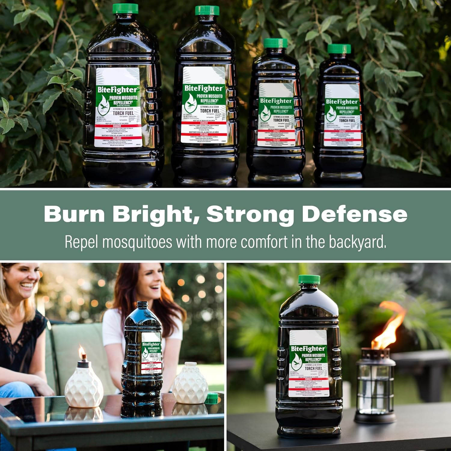 Solroma BiteFighter Mosquito Repellent Torch Fuel - 1 Gallon (128 oz.), Citronella & Cedar Formula for Mosquito Repellency, Easy Pour Bottle, Use with Torches & Table Torches, Outdoor & Backyard Use