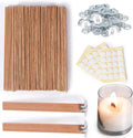 Solroma 50 Set Candle Wick, Thicken Smokeless Cherry Wood Wicks for Candles-Long Lasting Flame-Easily Burn, Candle Cores with Stand and Glue Dot, Candle Wicks for Candle Making