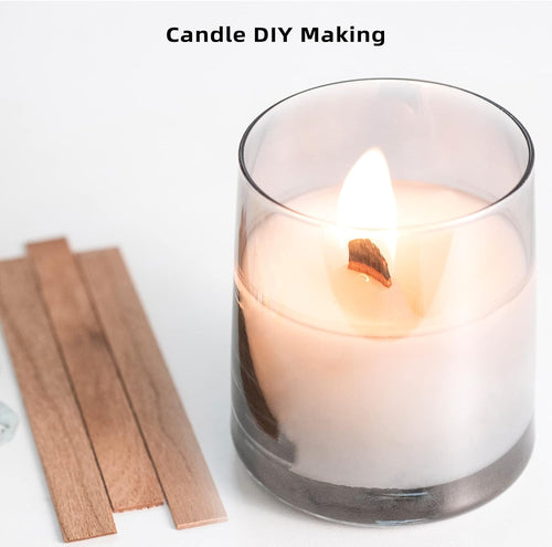Solroma 50 Set Candle Wick, Thicken Smokeless Cherry Wood Wicks for Candles-Long Lasting Flame-Easily Burn, Candle Cores with Stand and Glue Dot, Candle Wicks for Candle Making