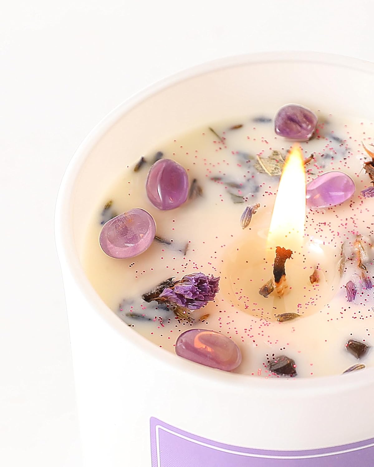 Solroma Lavender Scented Candles for Women - Aromatherapy Candle with Crystals Inside, 10oz Soy Candles for Home Scented, Birthday Gifts Mothers Day Candle for Women Mom