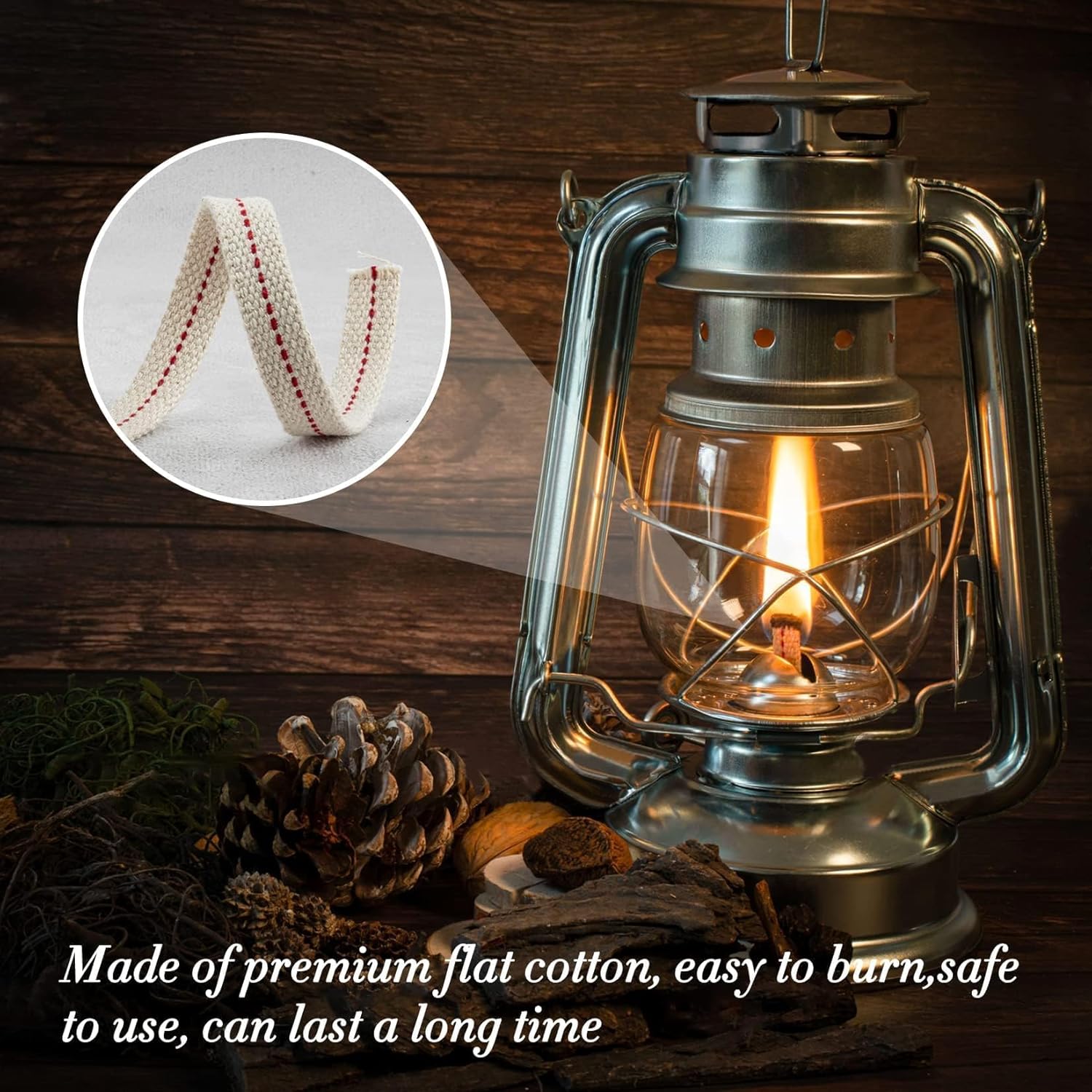 Solroma Oil Lamp Wicks - Lantern Wicks 3 Rolls 1/2 Inch Flat Cotton Wicks with Genuine Red Stitch Replacement Oil Lamp Wick for Paraffin Oil Kerosene Based Lanterns