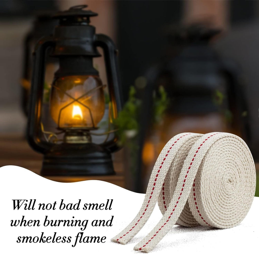 Solroma Oil Lamp Wicks - Lantern Wicks 3 Rolls 1/2 Inch Flat Cotton Wicks with Genuine Red Stitch Replacement Oil Lamp Wick for Paraffin Oil Kerosene Based Lanterns