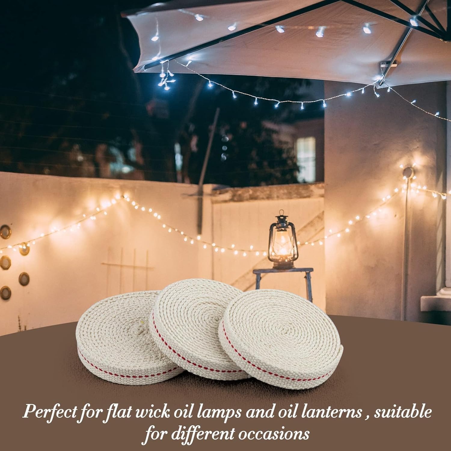 Solroma Oil Lamp Wicks - Lantern Wicks 3 Rolls 1/2 Inch Flat Cotton Wicks with Genuine Red Stitch Replacement Oil Lamp Wick for Paraffin Oil Kerosene Based Lanterns