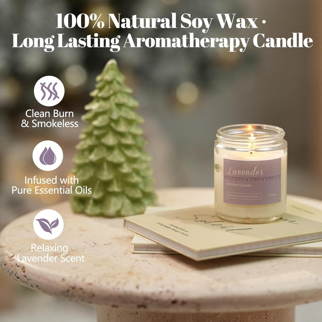 Solroma 6 Pack Scented Candles Gift Set, Long Lasting Aromatherapy Candles for Home, 37.8 oz 300 Hour Burn, Lavender Jasmine Vanilla Sage Sandalwood Rose Eucalyptus Mint, Gifts for Women