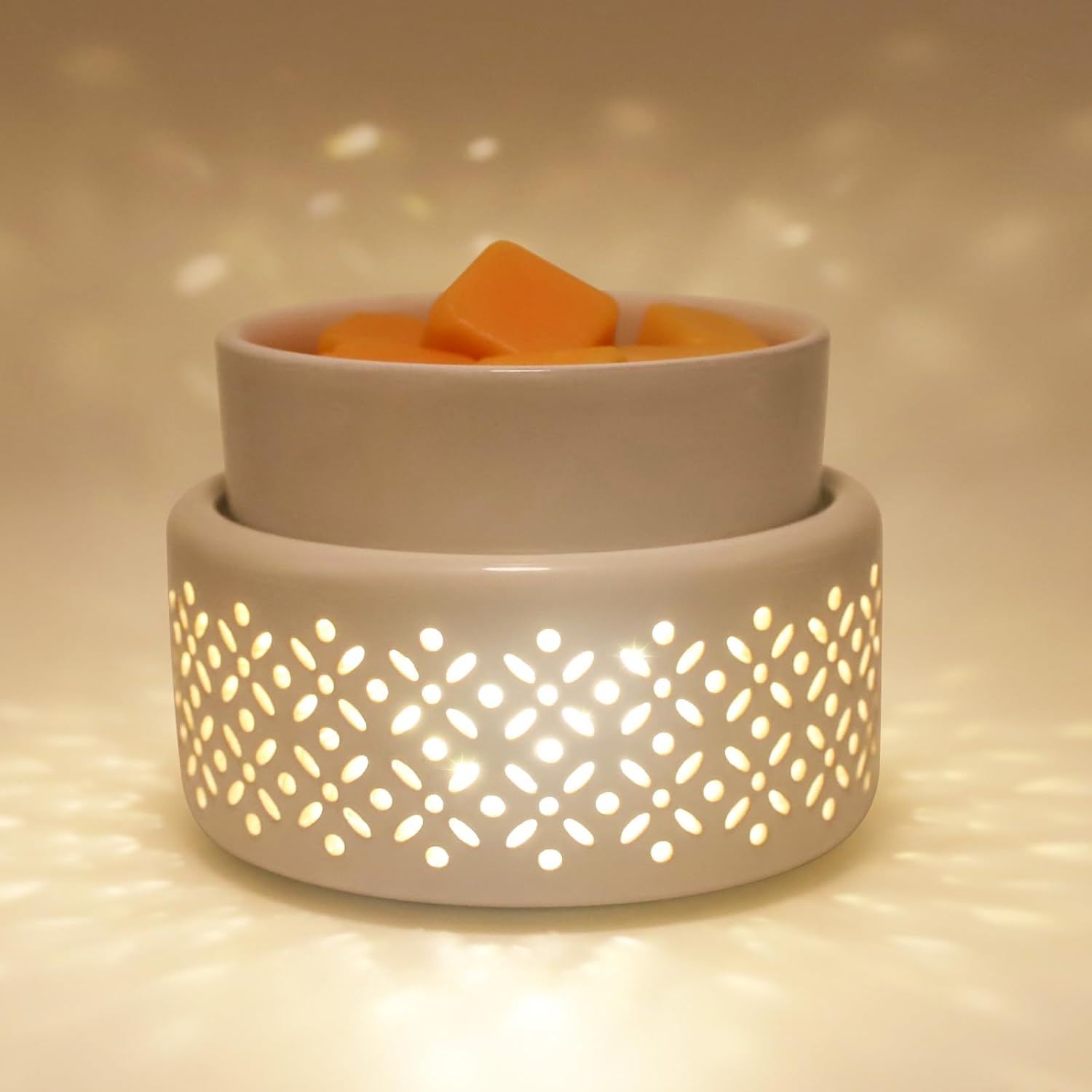 Solroma Ceramic Wax Melt Warmer - LED Night Light Candle Wax Warmer for Scented Wax, Electric Fragrance Wax Melter for Home, Office, Bedroom Decor, and Gifts