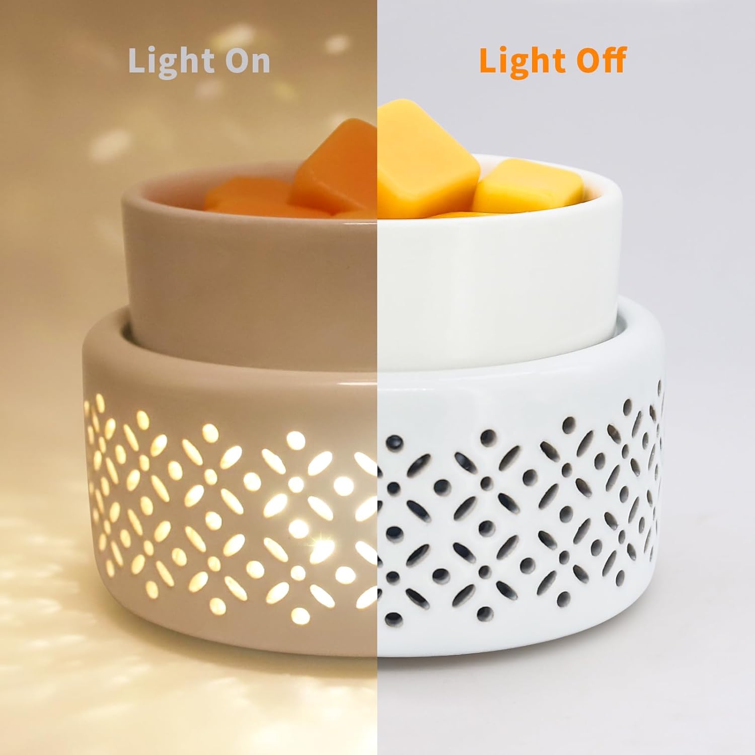 Solroma Ceramic Wax Melt Warmer - LED Night Light Candle Wax Warmer for Scented Wax, Electric Fragrance Wax Melter for Home, Office, Bedroom Decor, and Gifts