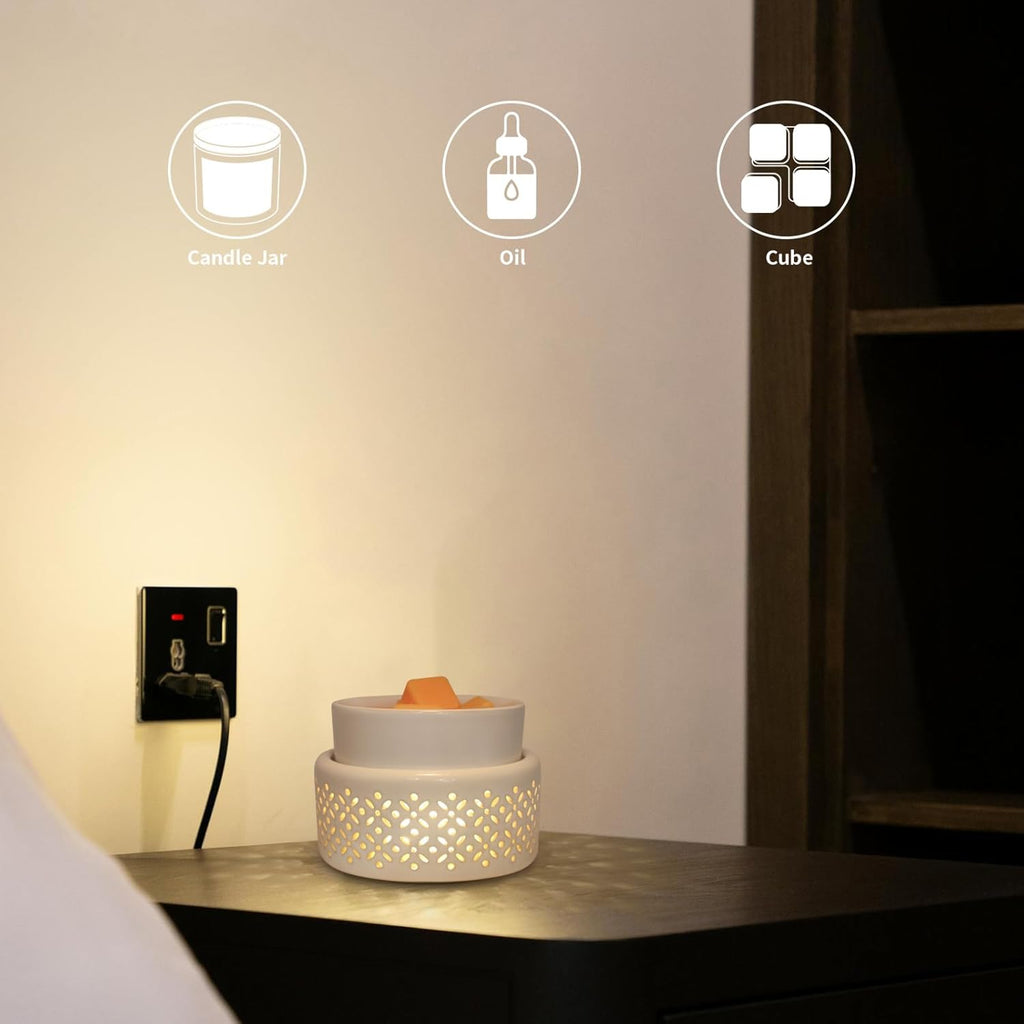 Solroma Ceramic Wax Melt Warmer - LED Night Light Candle Wax Warmer for Scented Wax, Electric Fragrance Wax Melter for Home, Office, Bedroom Decor, and Gifts