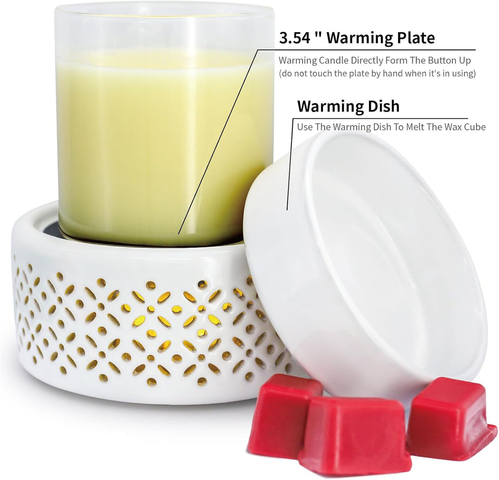 Solroma Ceramic Wax Melt Warmer - LED Night Light Candle Wax Warmer for Scented Wax, Electric Fragrance Wax Melter for Home, Office, Bedroom Decor, and Gifts